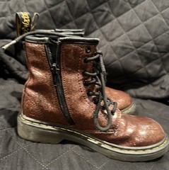 Doc Dr Martens 1460 Pascal Toddler Pink Orangish Glittery Boots Size 1