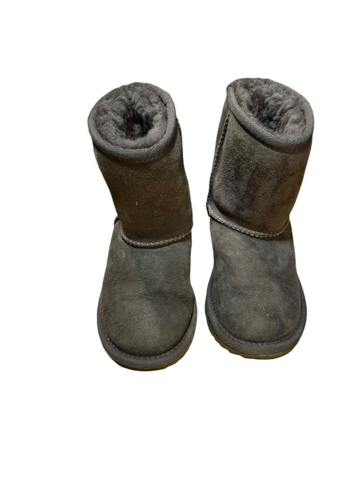 UGG Classic II Boot Gray Kids Size 10 Suede Wool Ankle Unisex Australia Grey