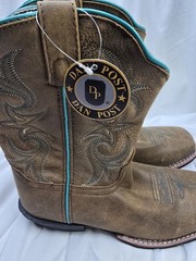Dan Post Brown Turquoise Western Embroidered Leather Boots Unisex .