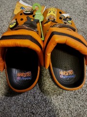 Naruto Shippuden CROCS Clogs Kids Toddler Size 12C Orange Black Slip On Shoes