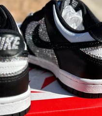 ✨ Handcrafted Nike Dunk Low Black/White Bling – Youth 4Y – Brand New w/ Box ✨