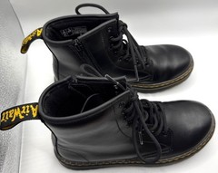 Dr. Doc Martens Zavala J Combat Boots Kids Black Leather Unisex US Size 3