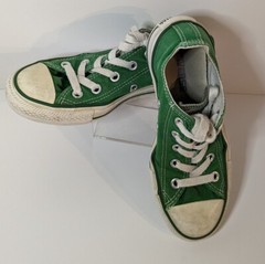 Converse All Star, Dark Green, Canvas Low Top, Lace-Up Sneakers, Kids Youth Sz 3