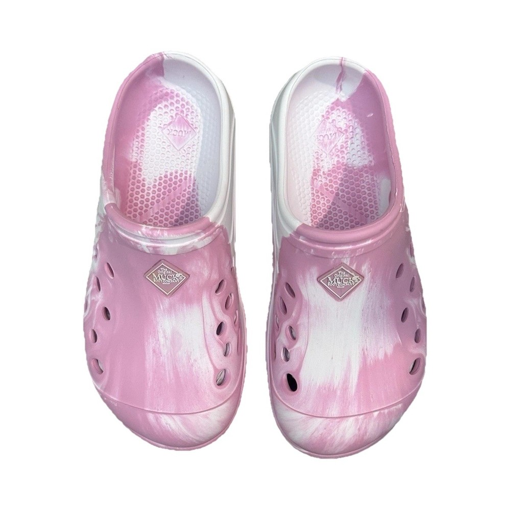 The Original Muck Boot Company MMLCK40Y Kids Pink White Tie Dye Clog Sandals