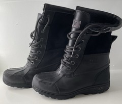 Uggs Butte Kids Unisex’s Boots Size US 2- Black Leather Winter/Spring Waterproof