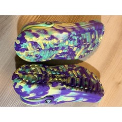 Crocs Classic Lined Tie Dye Clogs Kids J3 Purple Yellow Aqua Swirl Slip On