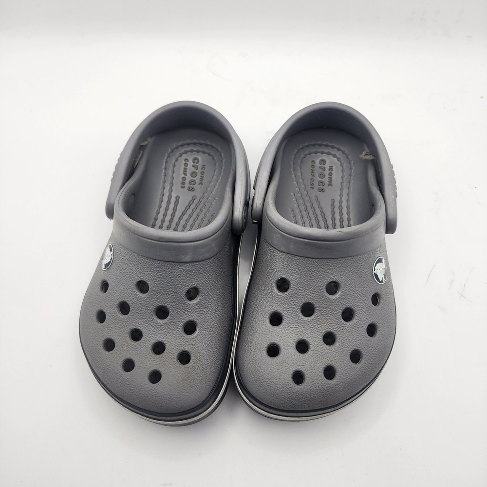 Crocs Unisex Crocband Gray Clog Size C6 Kids Slip On