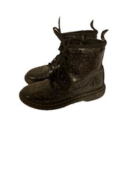 Doc Martens 1460 Junior black patent leather cosmic glitter boots size 2 Zip