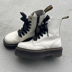 Dr. Martens White jadon platform boots with black ribbon laces White