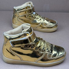 Kids Metallic Gold Light-Up High Top Sneakers Size 5 US (EU 37) LED Rechargeable