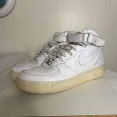 Nike Air Force 1 High Top White Leather Sneakers Youth 7Y EU40 314195-113