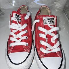 Converse All Star Red/White Canvas Low Top Lace-Up Sneaker Kids US 5 22 Cm