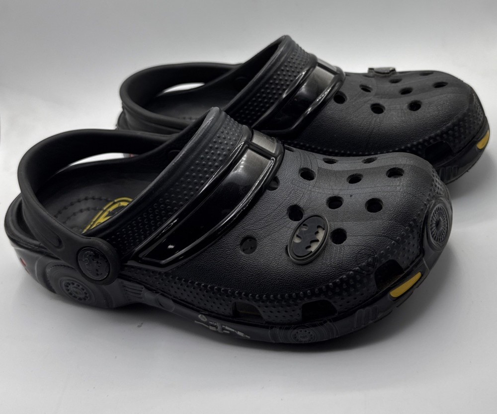 Batman Crocs Child 13 Clogs Black Superhero DC Comics Charms Limited Shoes EUC