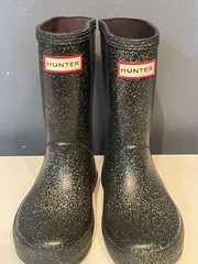 Hunter Kids First Classic Glitter Rain Boots Black Sparkle US 9C-10C EU 25/26