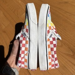 Vans Checkerboard Shoes sneakers Rainbow Colorful Classic Slip-On boys Yth Sz 2