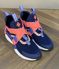 NIKE AJ6662-403 HUARACHE CITY (GS) BIG KID BLUE ORANGE PURLE WHITE SIZE 4.5Y