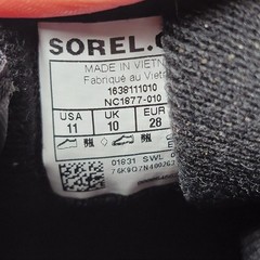 Sorel Snow Commander Boots Black NV1977-010 Winter Waterproof Kids Size 5