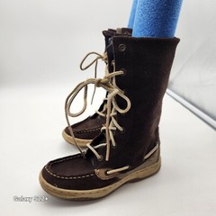 Sperry Top Sider Bluefish Boots Plaid Lined Mocassin Kids Size 13M Leather