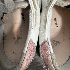 Golden Goose Superstar White Purple Star Rose Gold Glitter Heel Sneaker Size 31