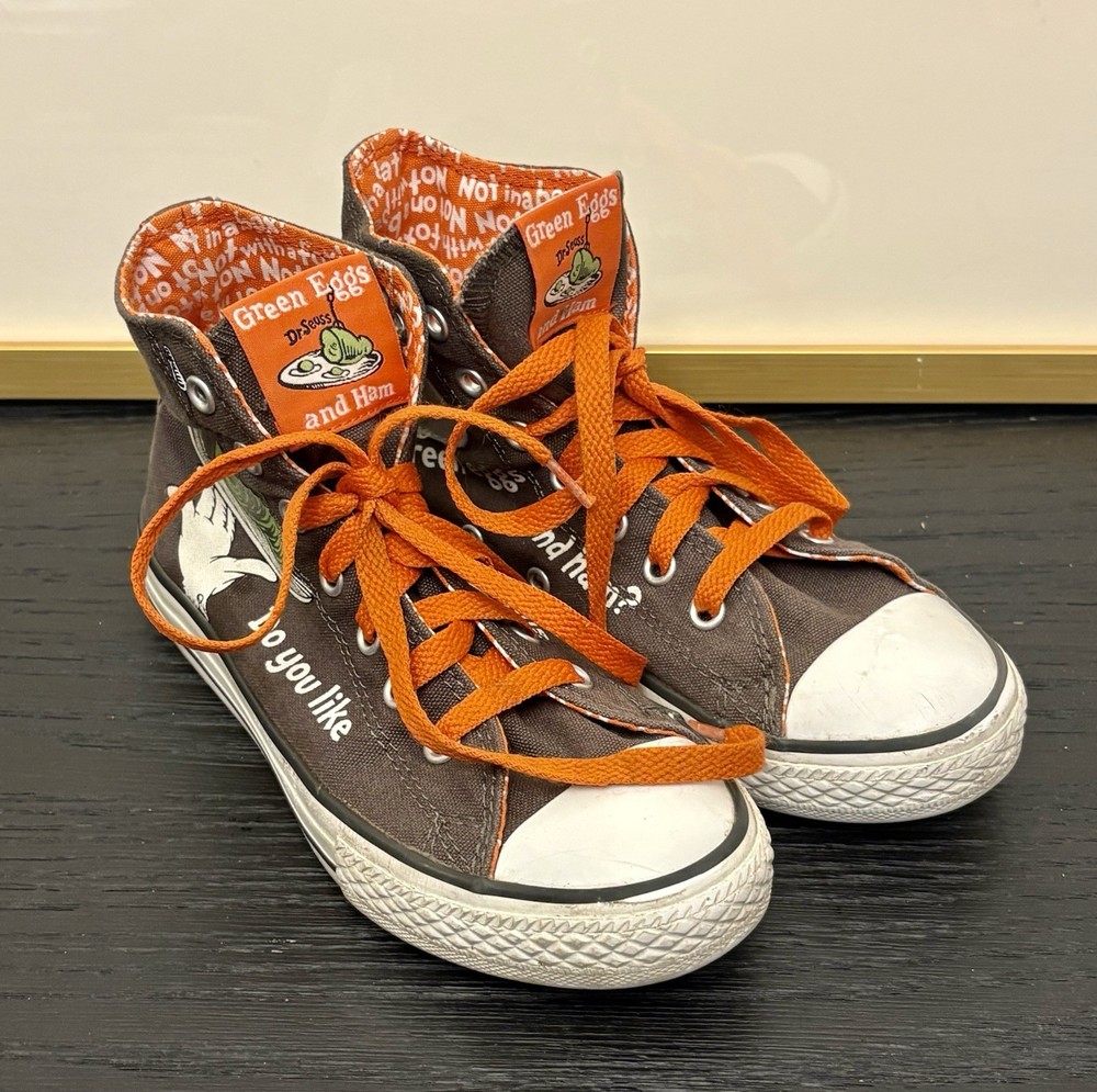 Converse Dr. Seuss green eggs & ham HTF EUC size 2 big kids