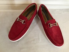 MARC JOSEPH NEW YORK Kid Leather Double Bit Driver Shoe Loafer Red SIZE 11