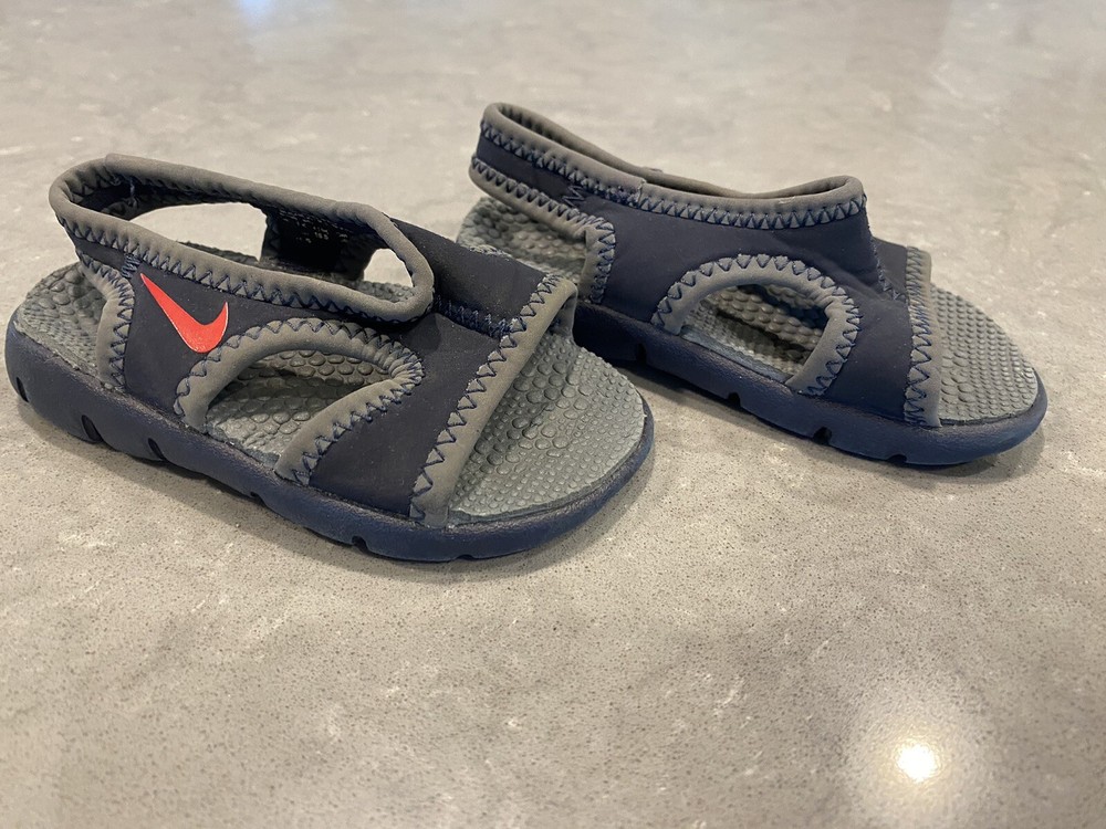 Nike Sunray Kids Sandals Navy Gray Size US 4C EUC 344636