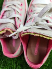 Converse All-Star Sneakers 640578F Double Tongue Grey Pink Neon Youth Kids Sz 11