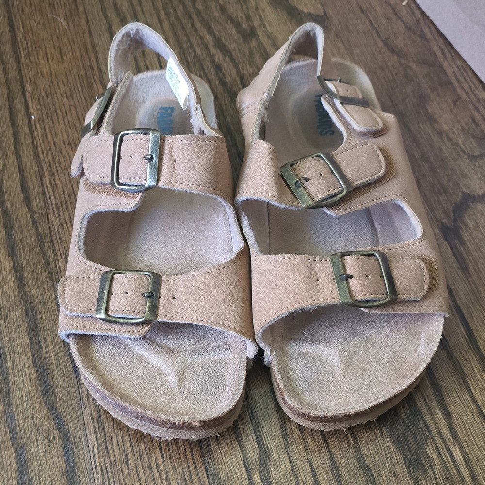 FABKIDS Beige Buckle Strap Flat Sandals Unisex Kids US 4 EU 37