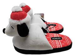 Peanuts Snoopy 3D Christmas Scuff Slippers Toddler 7/8 Plush Santa Slip-Ons New