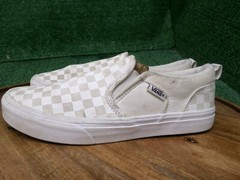 Vans Youth Asher Slip On True White Checkerboard Skate Shoes Sneakers Size 5 US