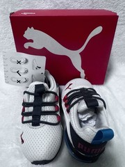 PUMA Kids Slip-On Mesh Sneakers White/Black/Red Blue US 5C Low Top