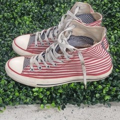 Converse All Star High Top Sneakers Red White Blue Canvas US 8 American Flag