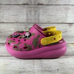Crocs Classic Spring Jibbitz Clogs Kids Size C12 Pink Palm Trees 1.5″ Platform