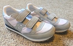 Saucony Kids Jazz Double Hook & Loop Unisex Size 2.5 Sneakers Navy White Silver