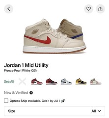 Jordan Air Jordan 1 Mid Utility Fleece Lined Pearl White GS US 5Y DO2207-264