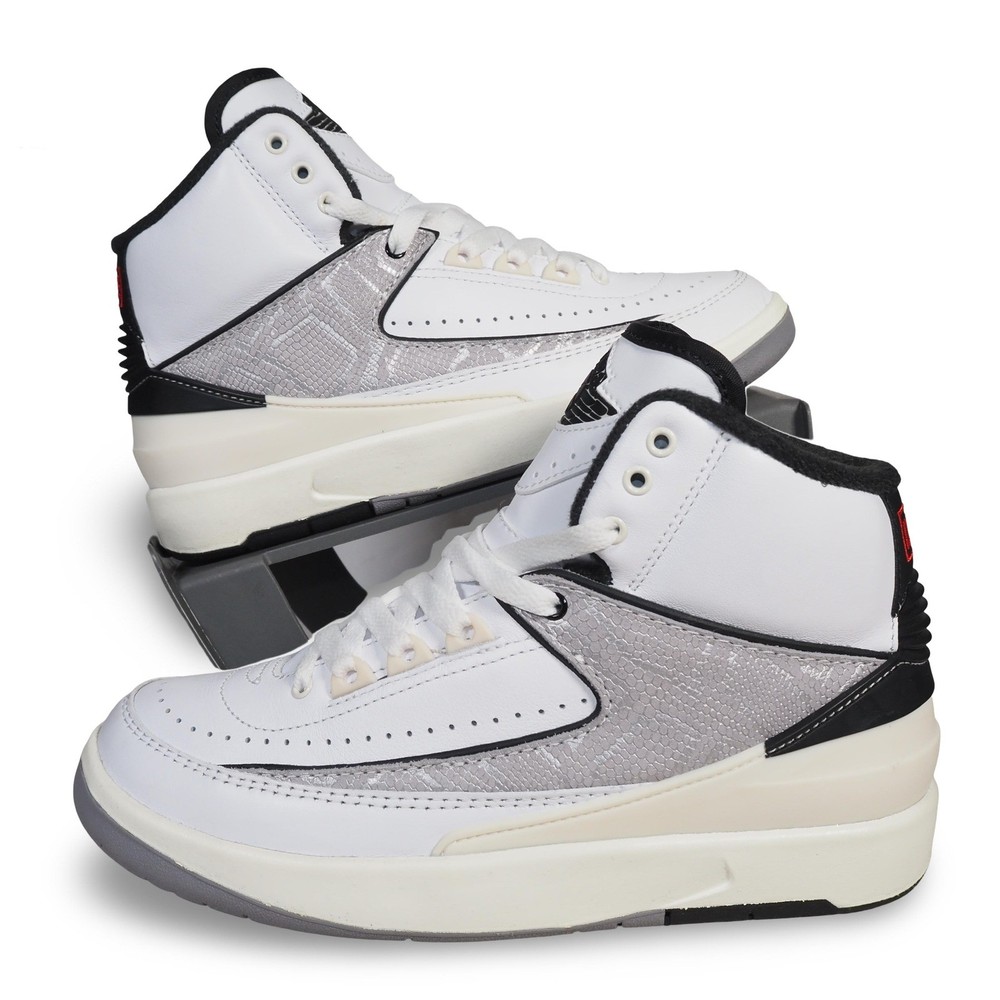 Air Jordan 2 Retro GS Python DQ8562-102 Youth 5.5 Women 7 White Silver Sneakers