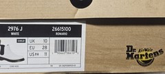 Dr. Martens 2976-J Smooth Leather Chelsea Boots White Child US Sz 11 Unisex NEW