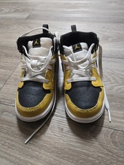 Jordan Air Jordan 1 Unisex Kids Mid Top Sneakers Size 10 Yellow/Black/White