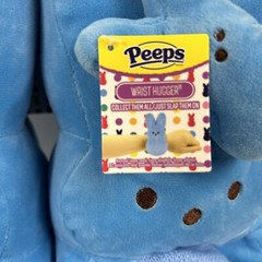 New Kids Easter Peeps Plush Blue Bunny Slippers, Size Med 13-1 NWT +Wrist Hugger