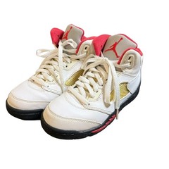 Jordan 5 Retro Fire Red 2012 White Black Red Kids Shoes 440889-100 Size 13C