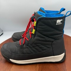 Sorel Whitney II Youth Waterproof Winter Snow Boots Size 5 Black Blue Insulated