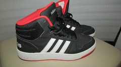 Adidas Hoops 2.0 Mid B75743 Black Red White Lace Up Sneakers Size 6 Youth