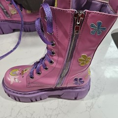 SpongeBob SquarePants Patrick Star Kids Pink Purple Lace-Up Zip Boots Size 6