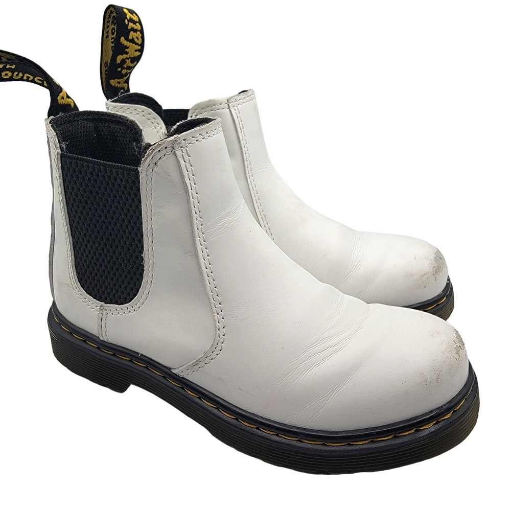 Dr. Martens Junior Size 11 White Smooth Leather Chelsea Boots Walking 2976J