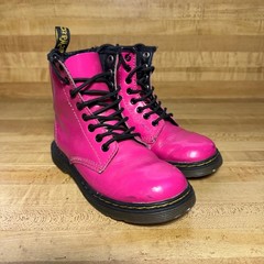 Dr. Martens 1460 J Kids Hot Pink Patent Leather Combat Boots Size 11 US 10 UK