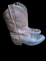 Masterson Boots Kids Youth Size 1, Brown Leather, Round Toe, Stitching