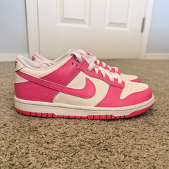 Nike Dunk Low GS Unisex Kids Leather Low Top Lace Up Pink White 5Y FB9109-102