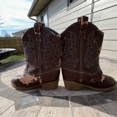 Brown Western Embroidered Pull On Boots Unisex Kids Size 6 Manmade