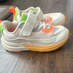 ZARA Kids Mesh Hook & Loop Sneakers EU 28 White Colorblock Orange Green