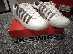 K-Swiss Classic 2000 LE White Chrome Silver Sneakers 86564 155 M Size 4.5-#
